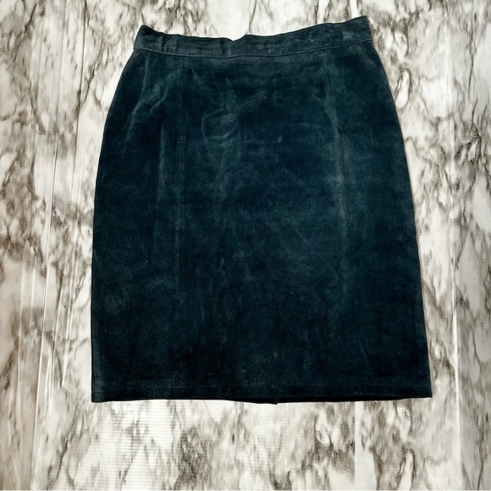 Sarah Taylor Collections 70s 80s Womens Sz 12 Green Suede Skirt Mossy Twilight
